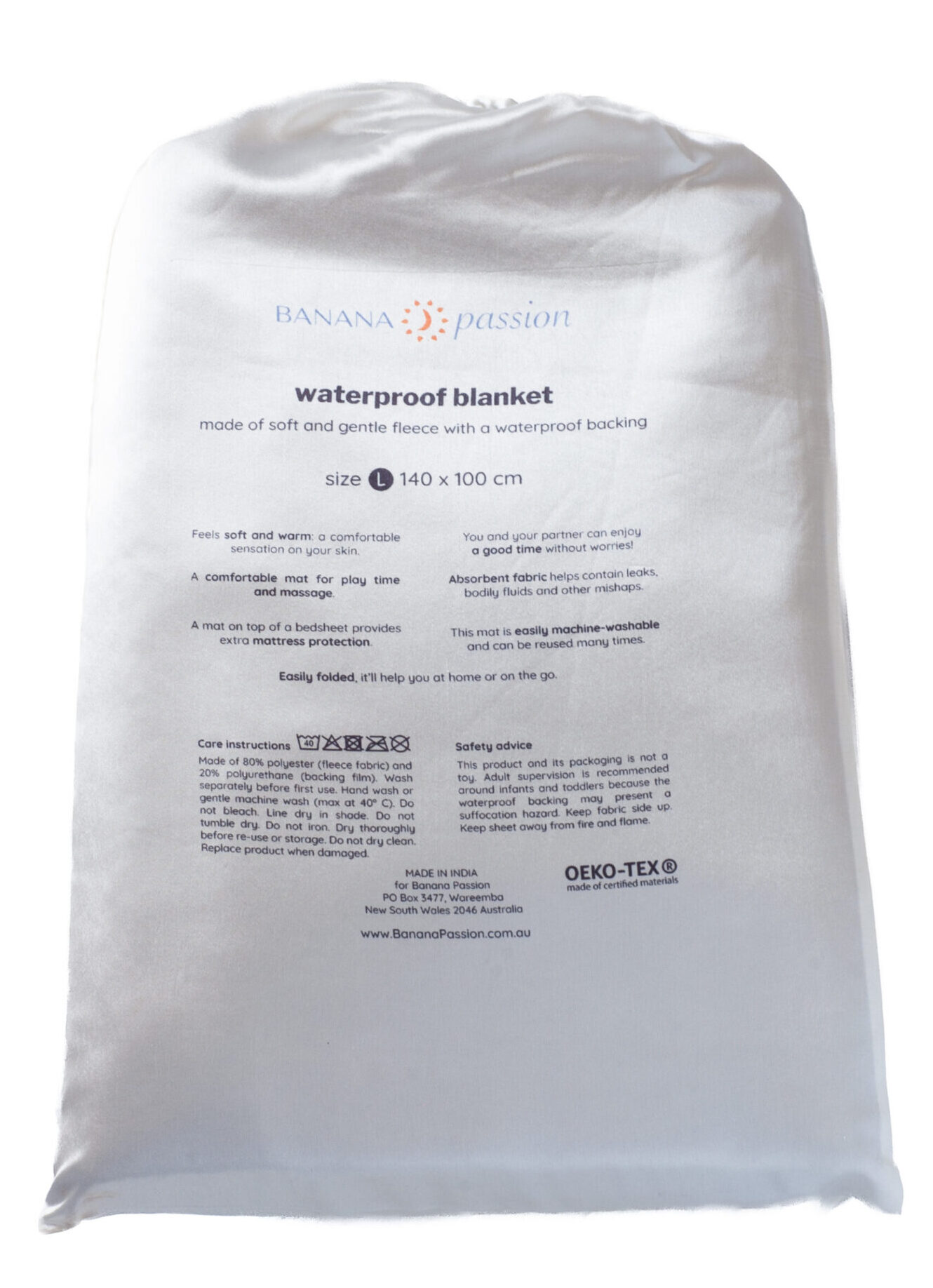 Waterproof sex blanket backing made of satin packaging