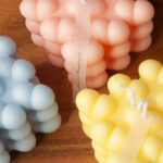 Blue, pink and Yellow heart bubble candle