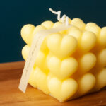 Yellow heart bubble candle