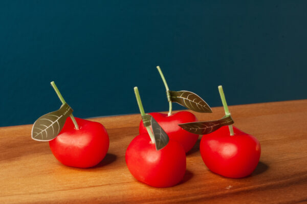 4 Novelty red cherries - novelty candles