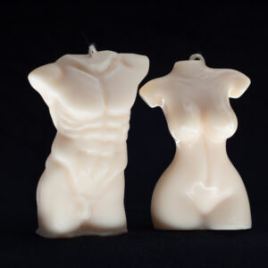 Male and female naked figure candles
