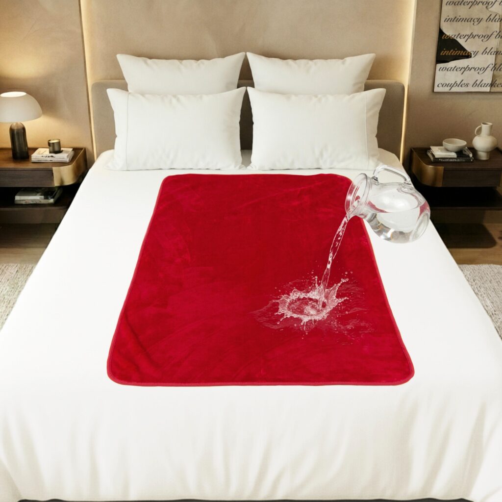 Waterproof intimacy blanket for bed, best splash blanket in australia for playful moments and couples intimacy.