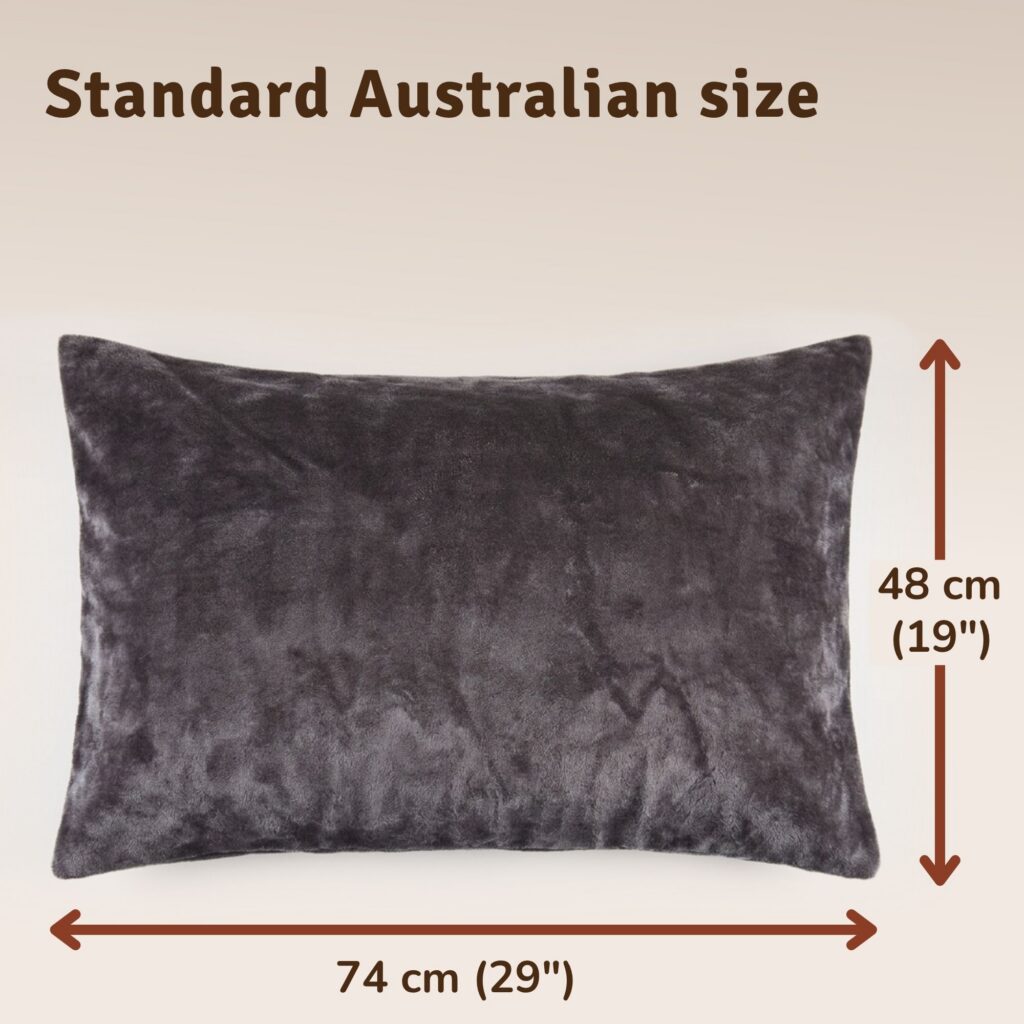 Waterproof pillow protector fitted on a standard Australian 74 x 48 cm pillow