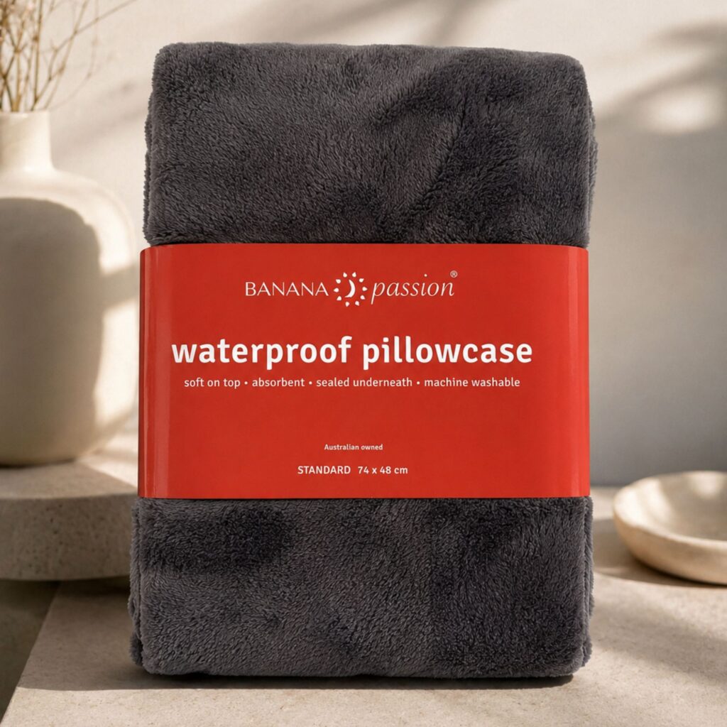 Waterproof flannel fleece pillowcase in Grey, zipped